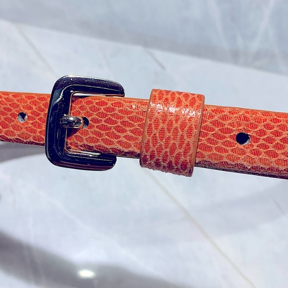 Banana Republic orange snakeskin embossed belt 3/4” wide size 29/30 - Picture 2 of 7